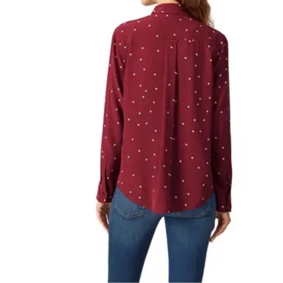 Rails Kate Merlot Twinkle Button Up Silk Collared Long Sleeve Shirt Maroon Sz S - Picture 3 of 16